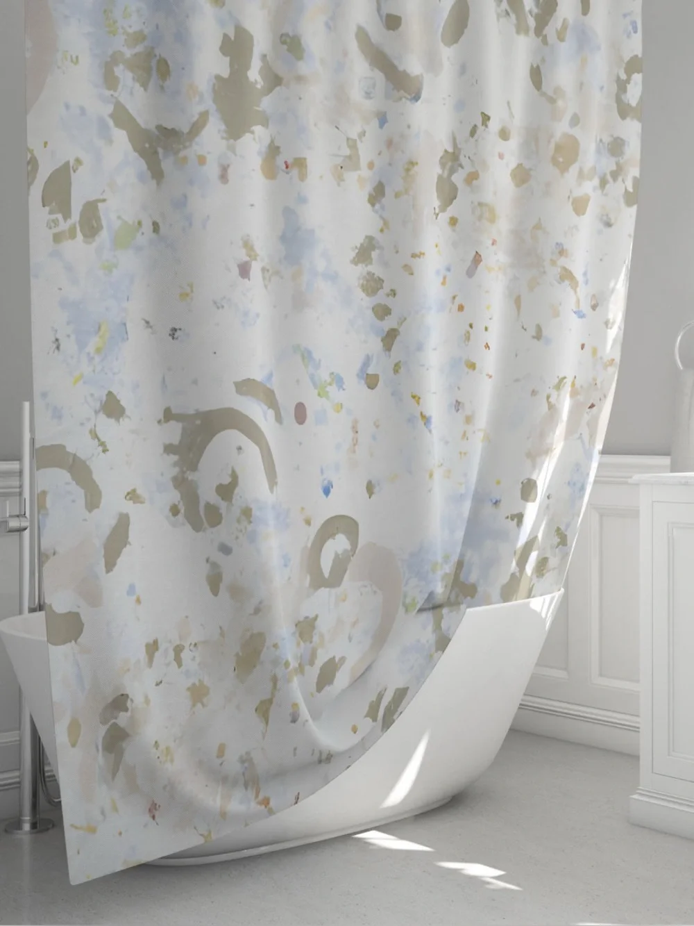 Orren Ellis Frosted Cake Abstract Shower Curtain NWOT Abstract Grey Blue